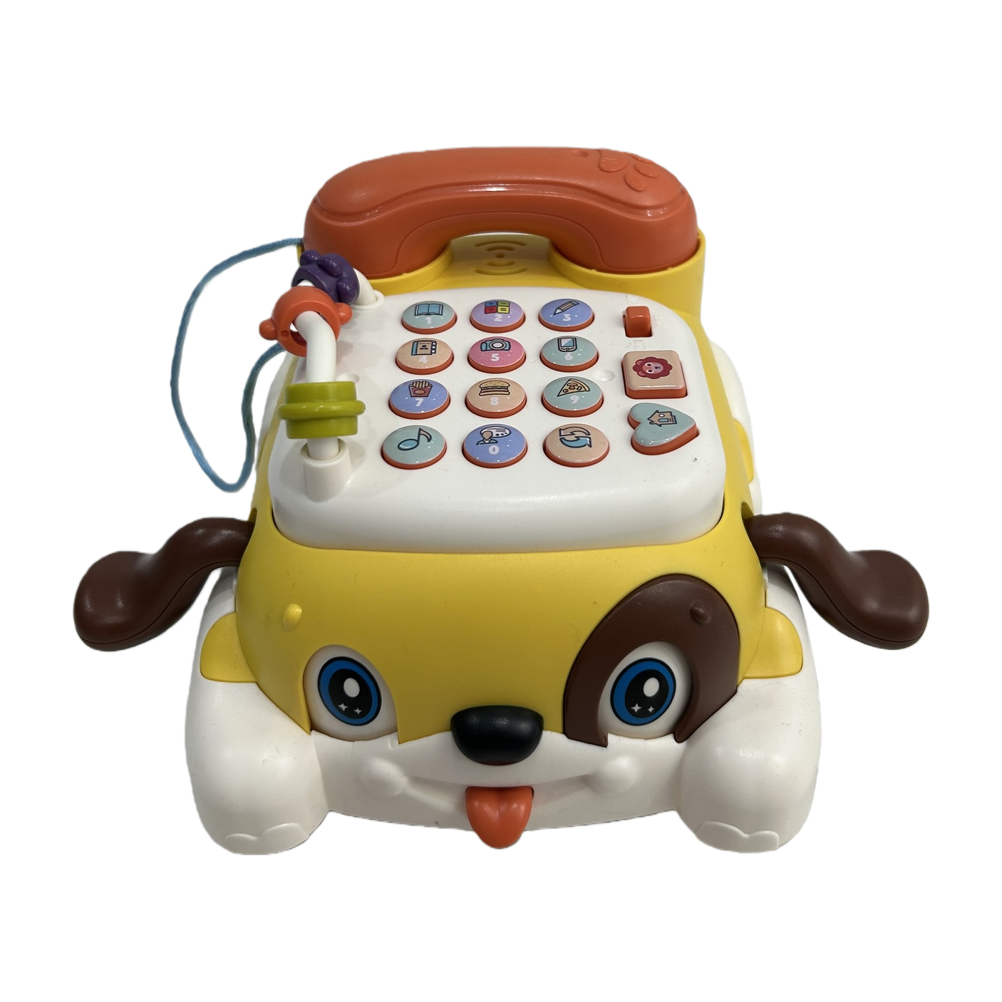 Yellow dog-shaped toy phone for children's intelligence and early education with sound interaction Item Picture