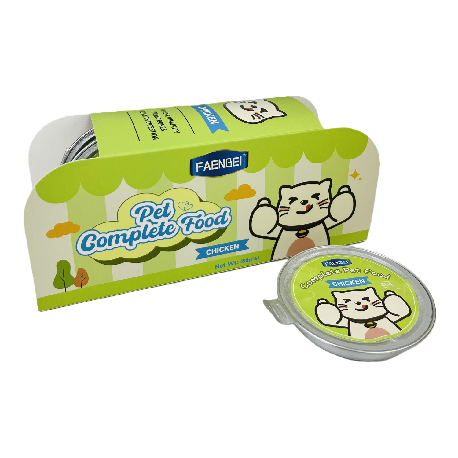 Green packaging box cat canned food, staple food-grade, grain-free, high-meat cat wet food Item Picture