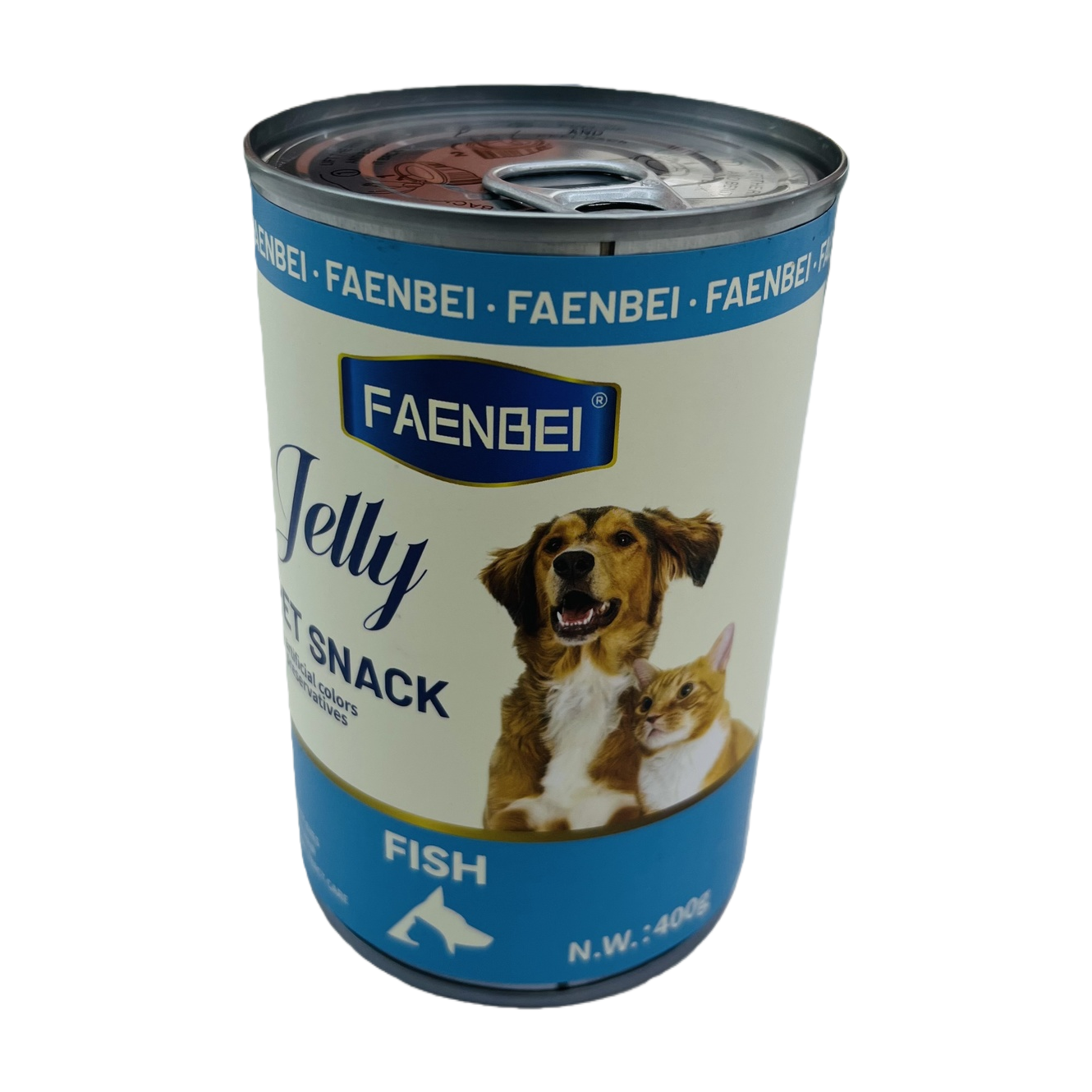 FAENBEI blue canned fish-flavored pet jelly snacks 400g with dog and cat patterns Item Picture