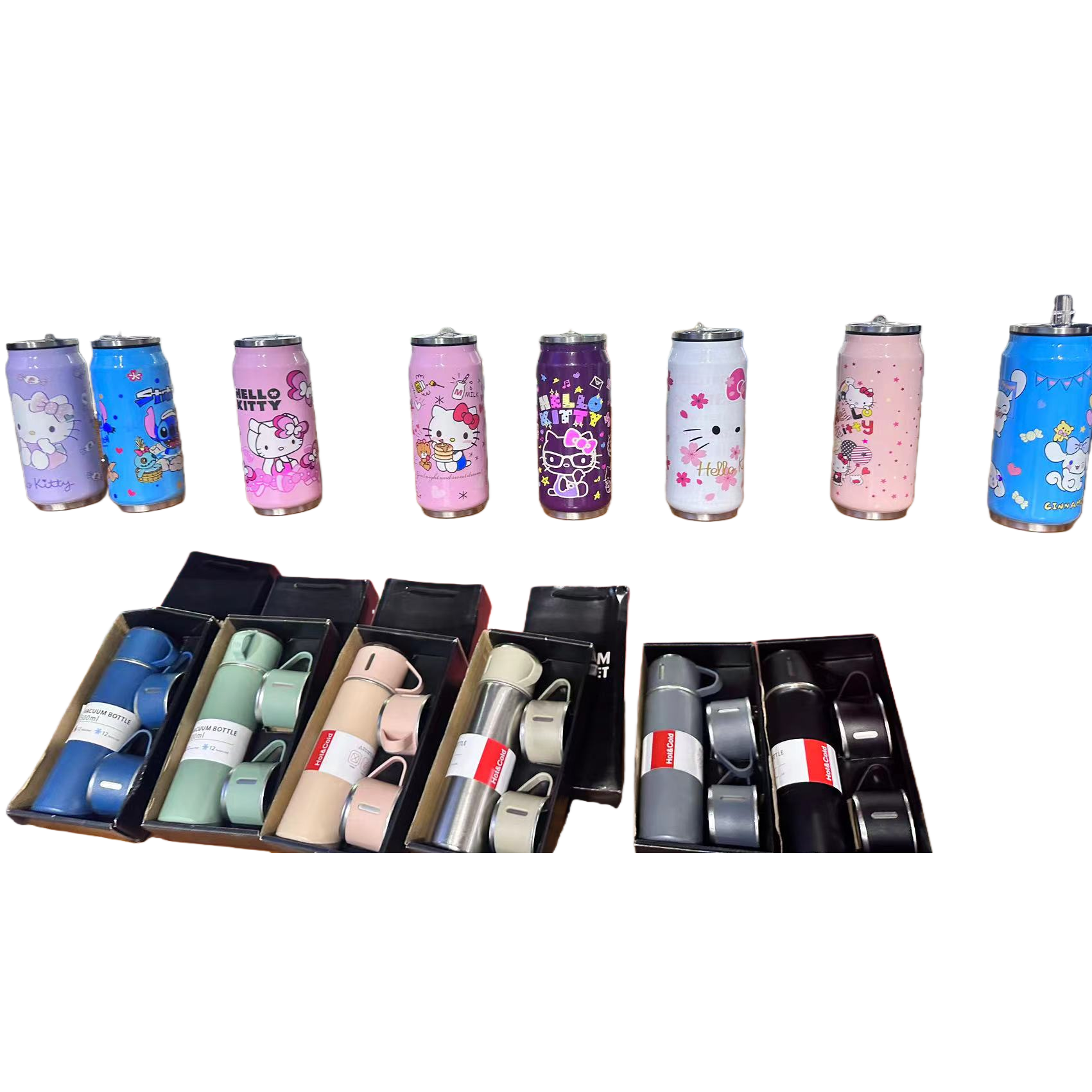 Colorful cartoon multi-color insulated cup set, 304 stainless steel vacuum insulated portable water cup Item Picture