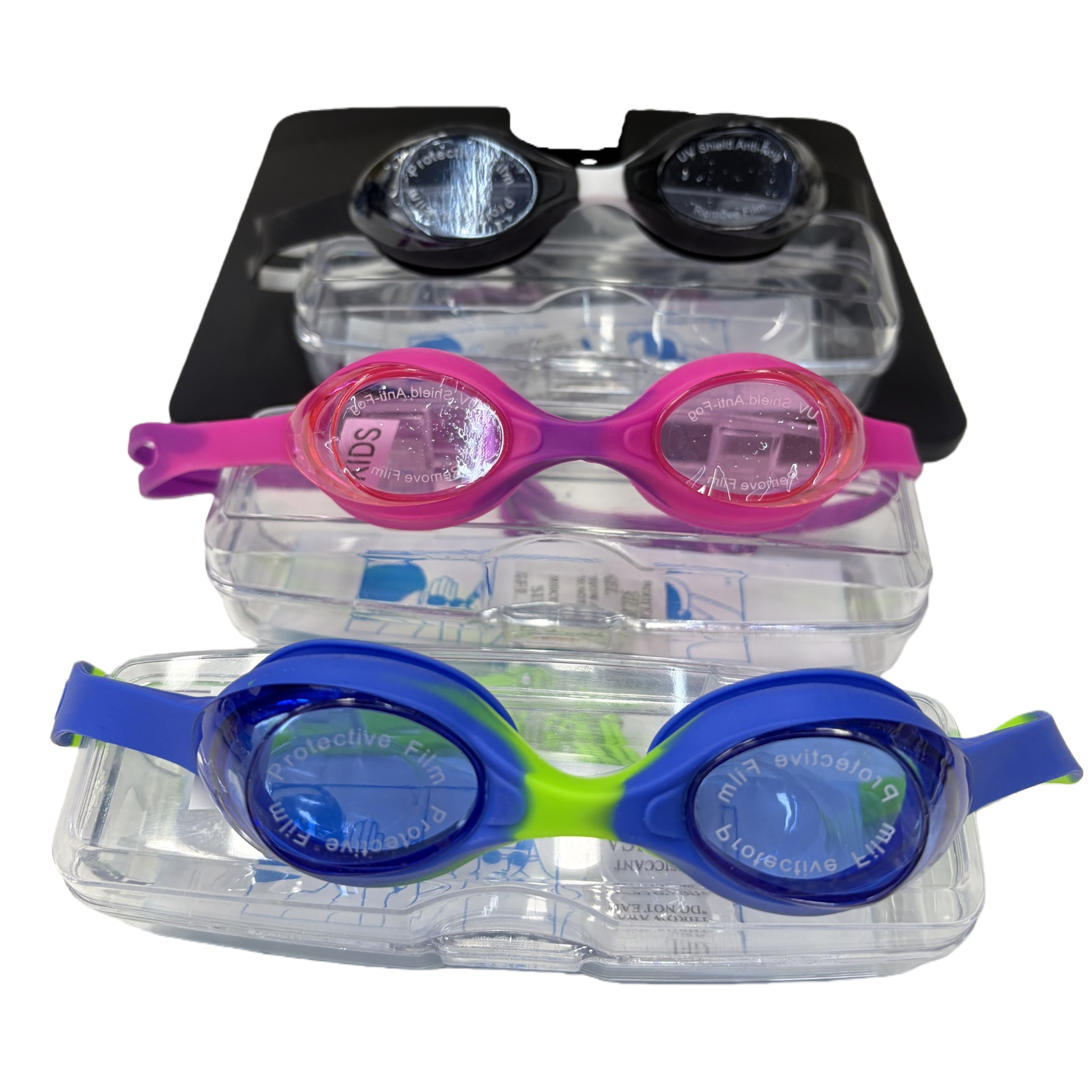 The anti-fog and waterproof silicone of the colored swimming goggles fits comfortably and is suitable for both men and women Item Picture