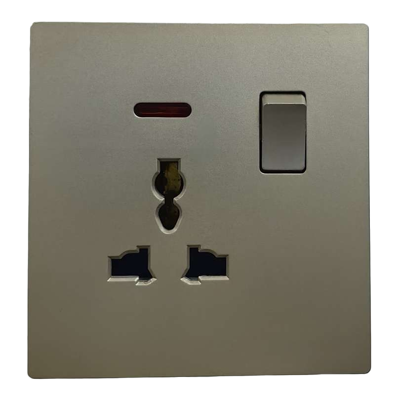 T2 Gold/Grey 13A multi-functional wall socket, suitable for home and office use, exclusively for export Item Picture