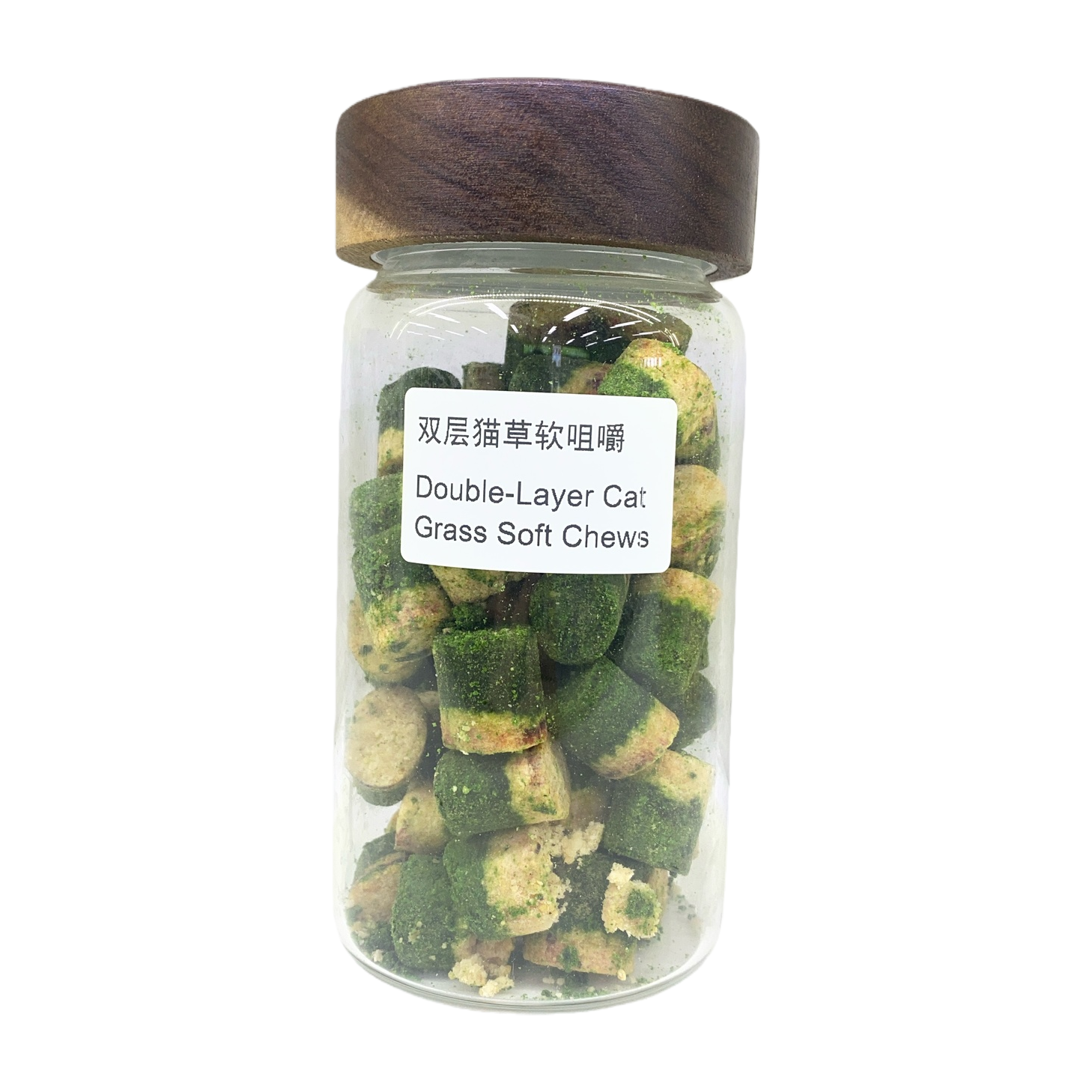透明玻璃罐装双层猫草软咀嚼宠物专用健康零食 Item Picture