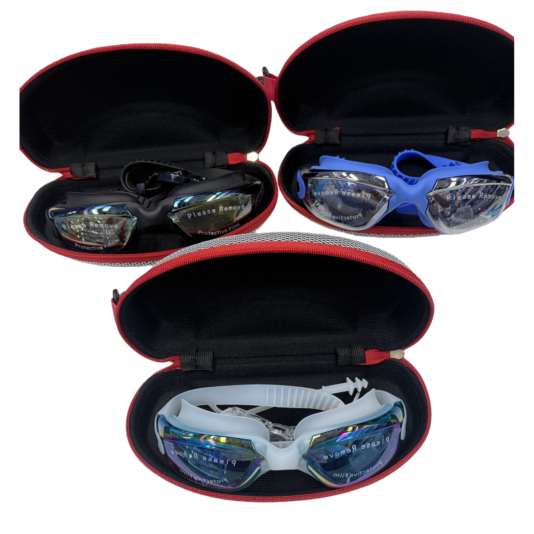 علبة نظارات ذات الجانب الأحمر ذات نظارات السباحة، علبة نظارات واقية من الحلاقة Item Picture