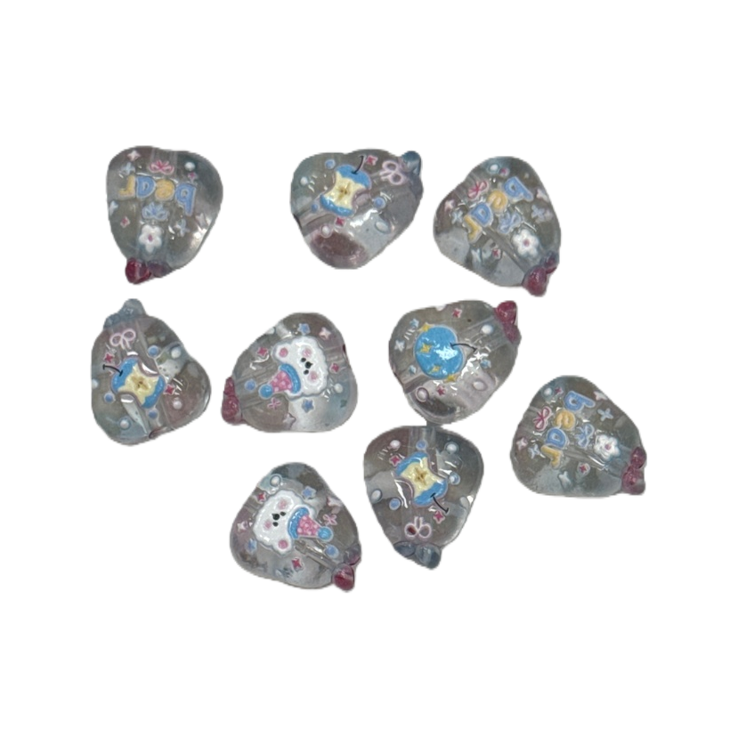 Transparent heart-shaped glass beads, DIY jewelry accessories, transparent crystal texture decorative beads Item Picture