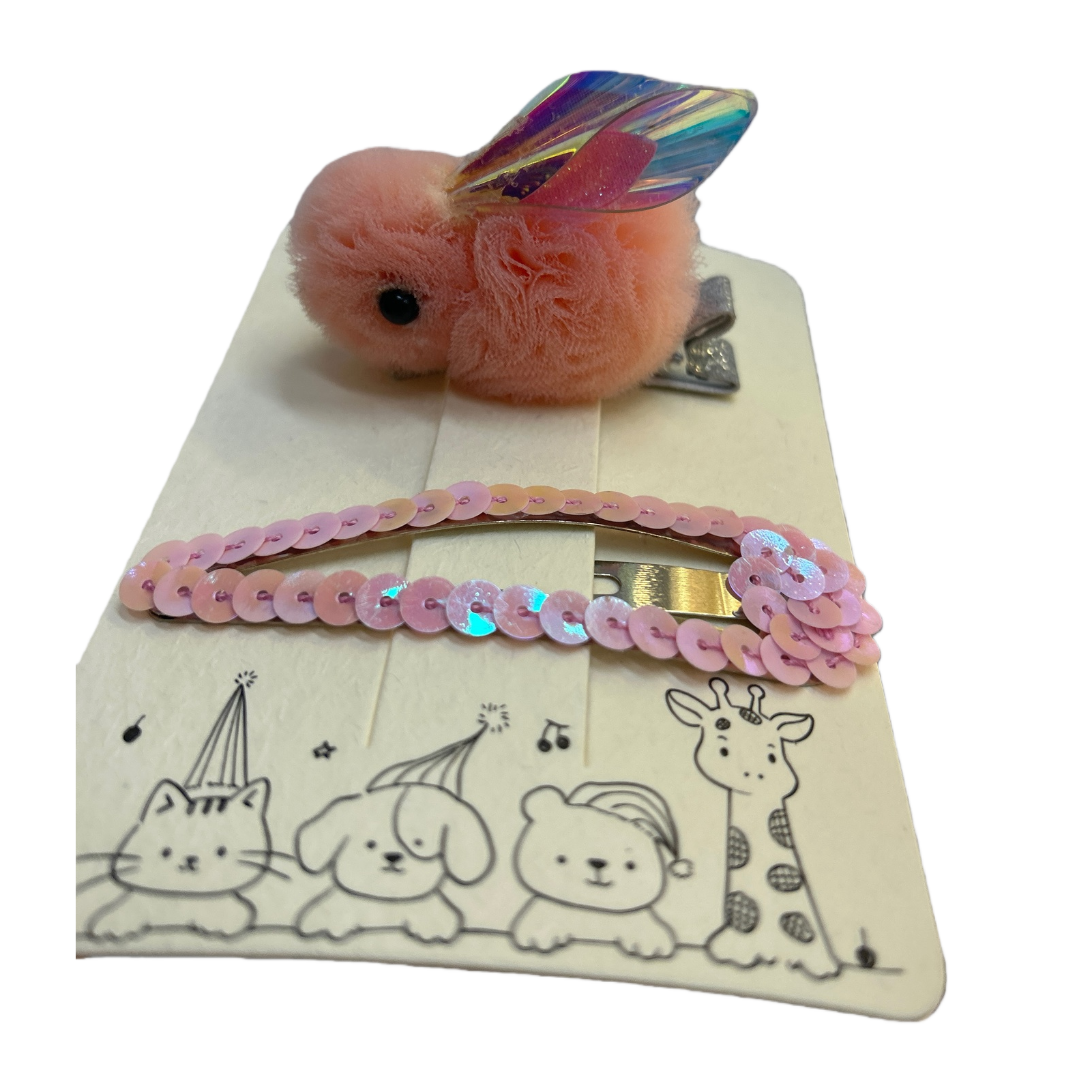 Pink plush butterfly hairpins paired with pink sequined hairpins are cute and sweet headwear for girls Item Picture