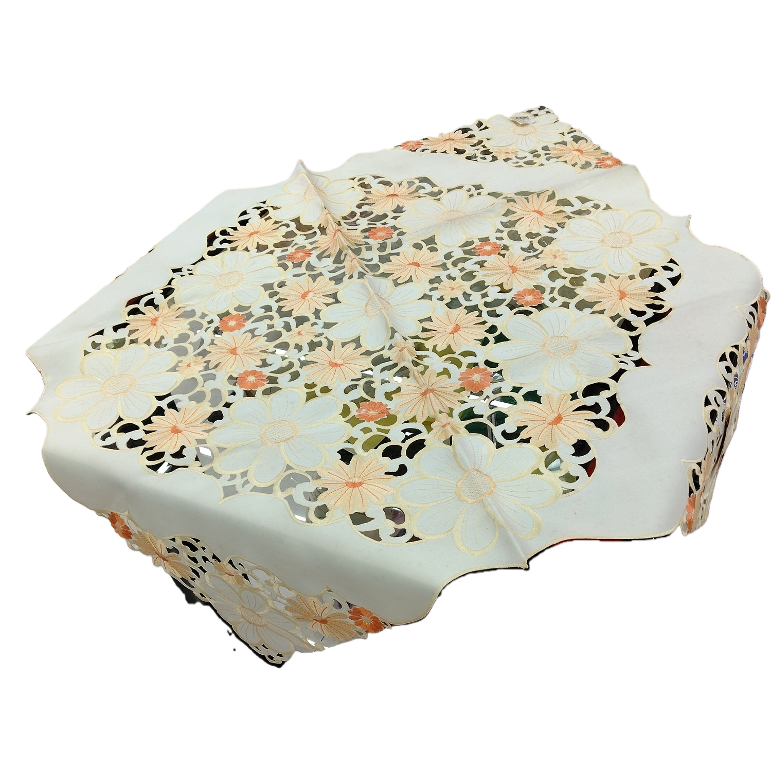 White floral openwork tablecloth, machine washable Nordic-style tablecloth Item Picture