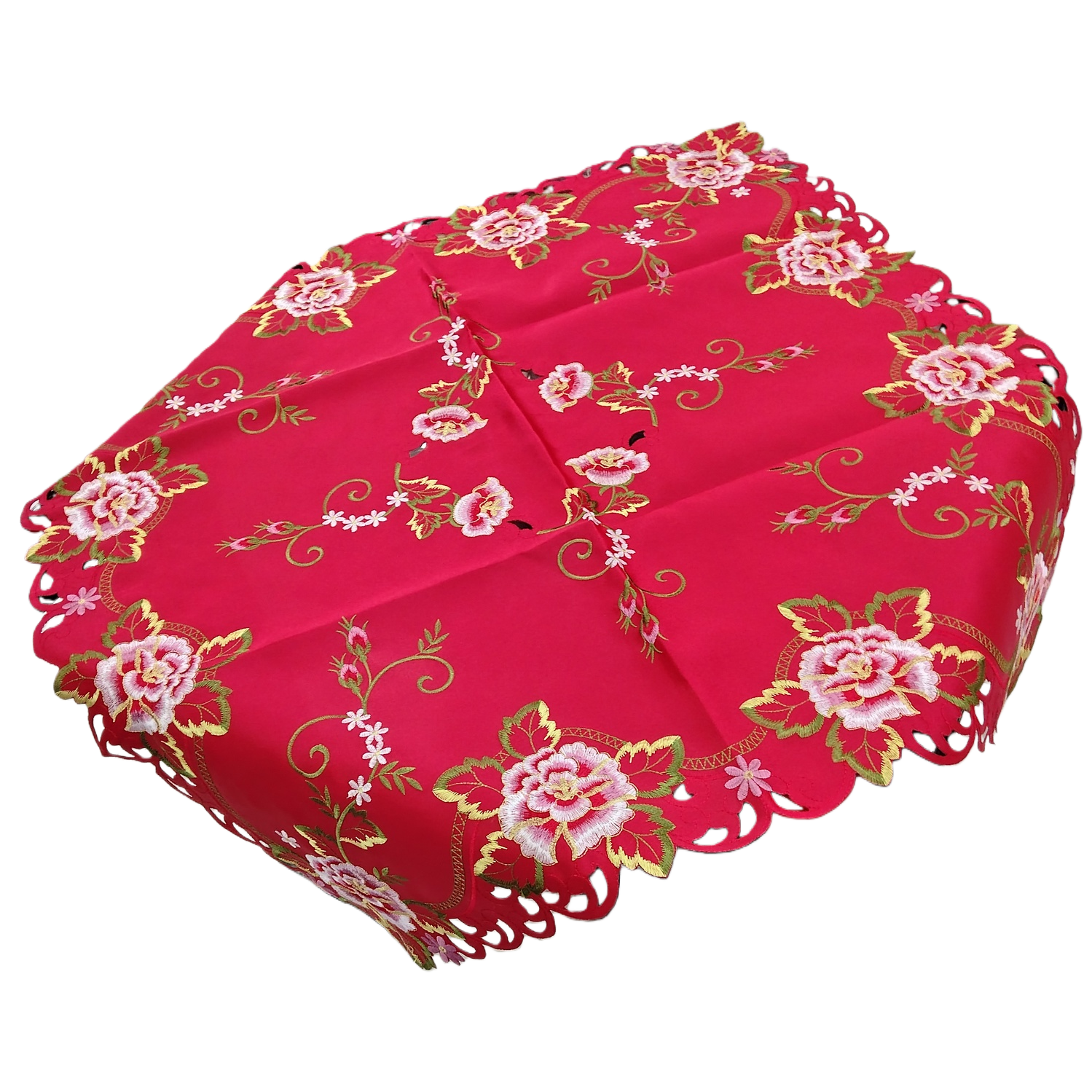 يمكن تطريز أغطية المائدة ذات الأزهار الحمراء أن تغسل المائدة في المنزل Item Picture
