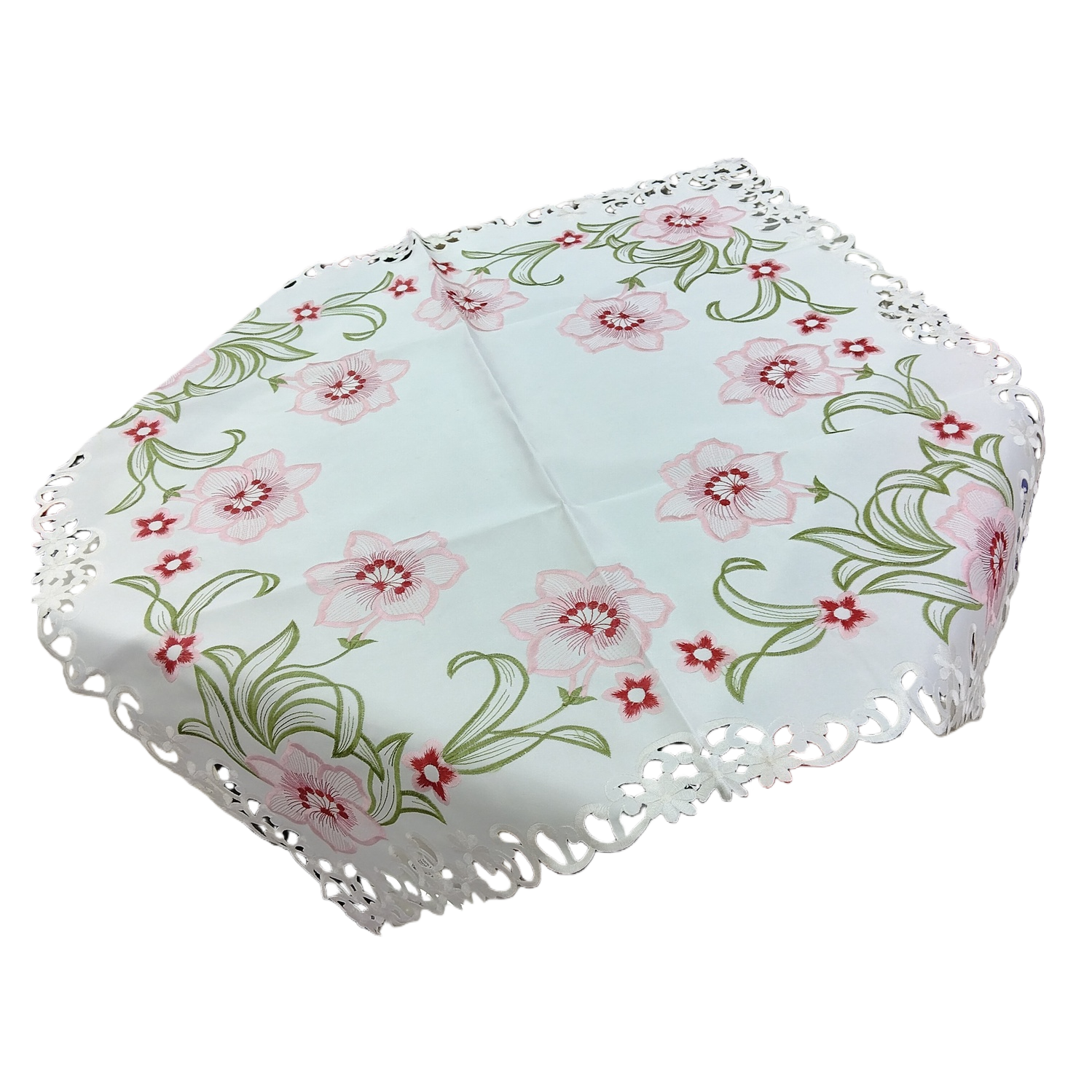 White floral embroidered tablecloths, tablecloths and living room decorative fabrics Item Picture