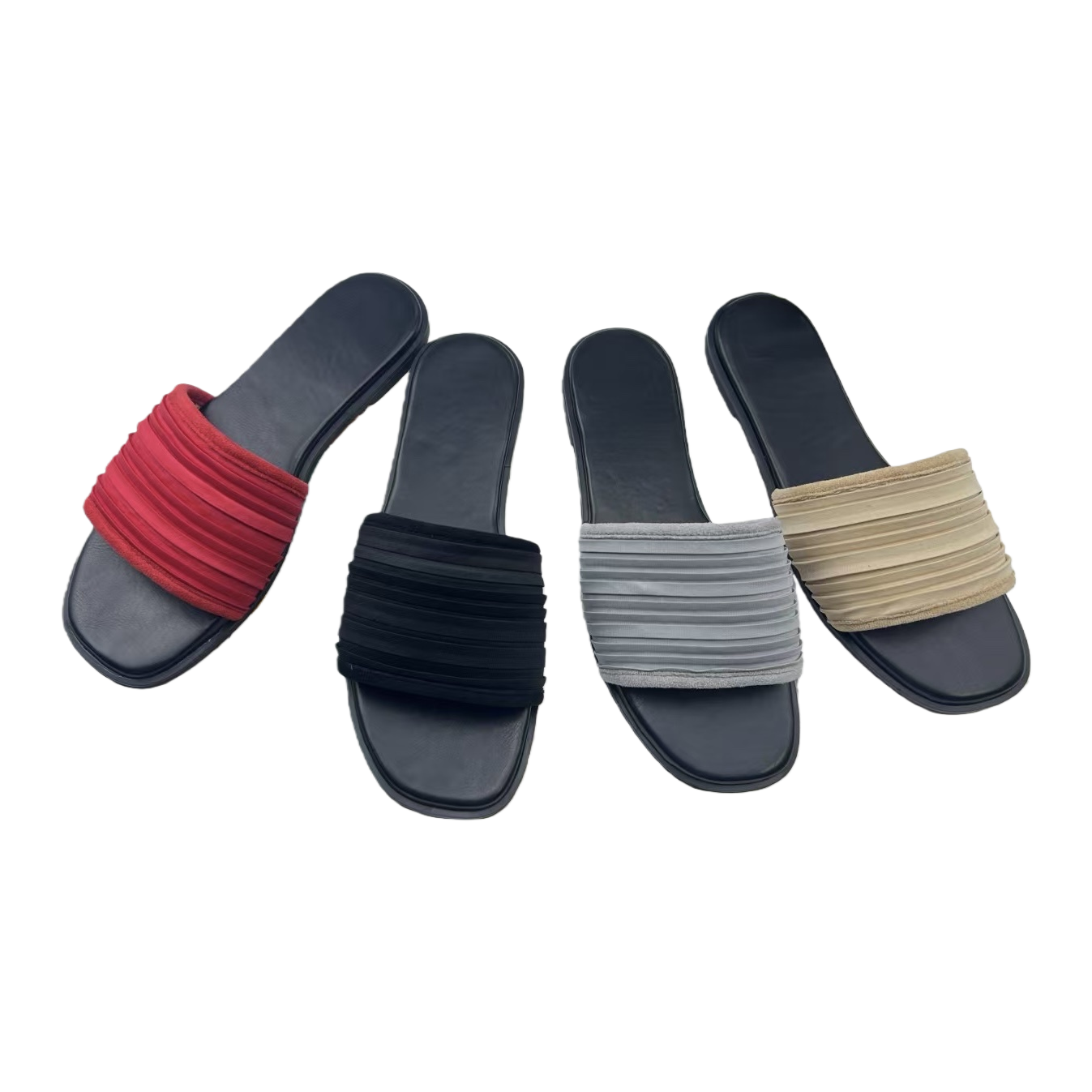 Colorful pleated casual slippers for women, summer breathable and anti-slip home beach flip-flops Item Picture