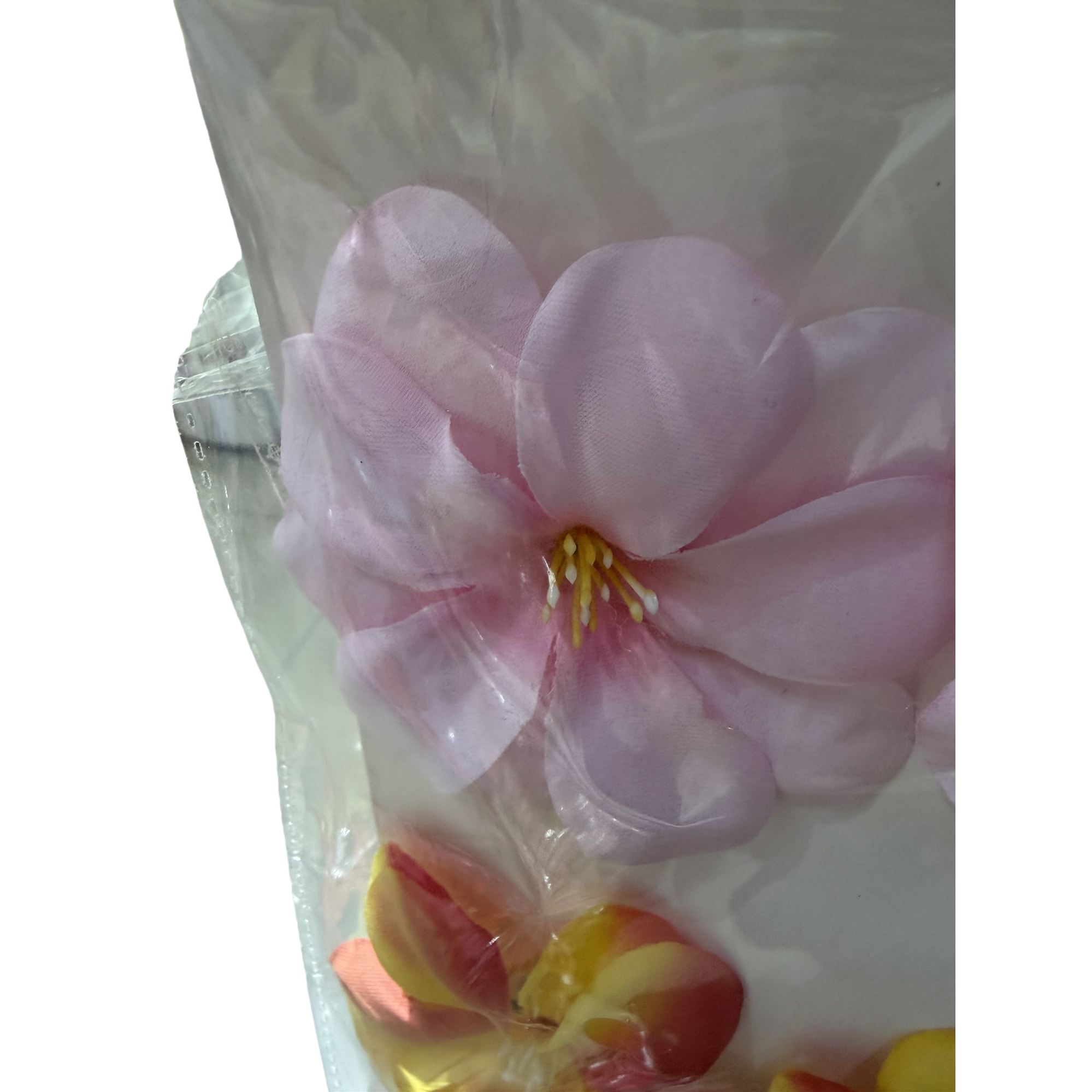 粉色人造花白底实物图