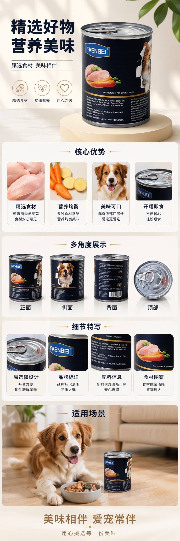 FAENBEI黑罐鸡肉胡萝卜罐头食品 图案款 标签微损可见内图 pic 1