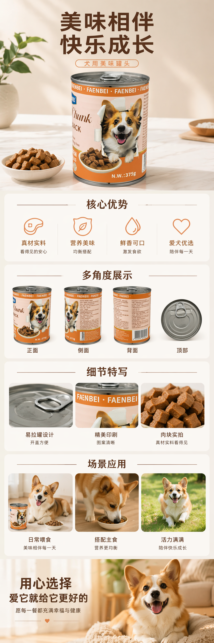 橙色罐装柯基犬图案Chunk狗粮详情1