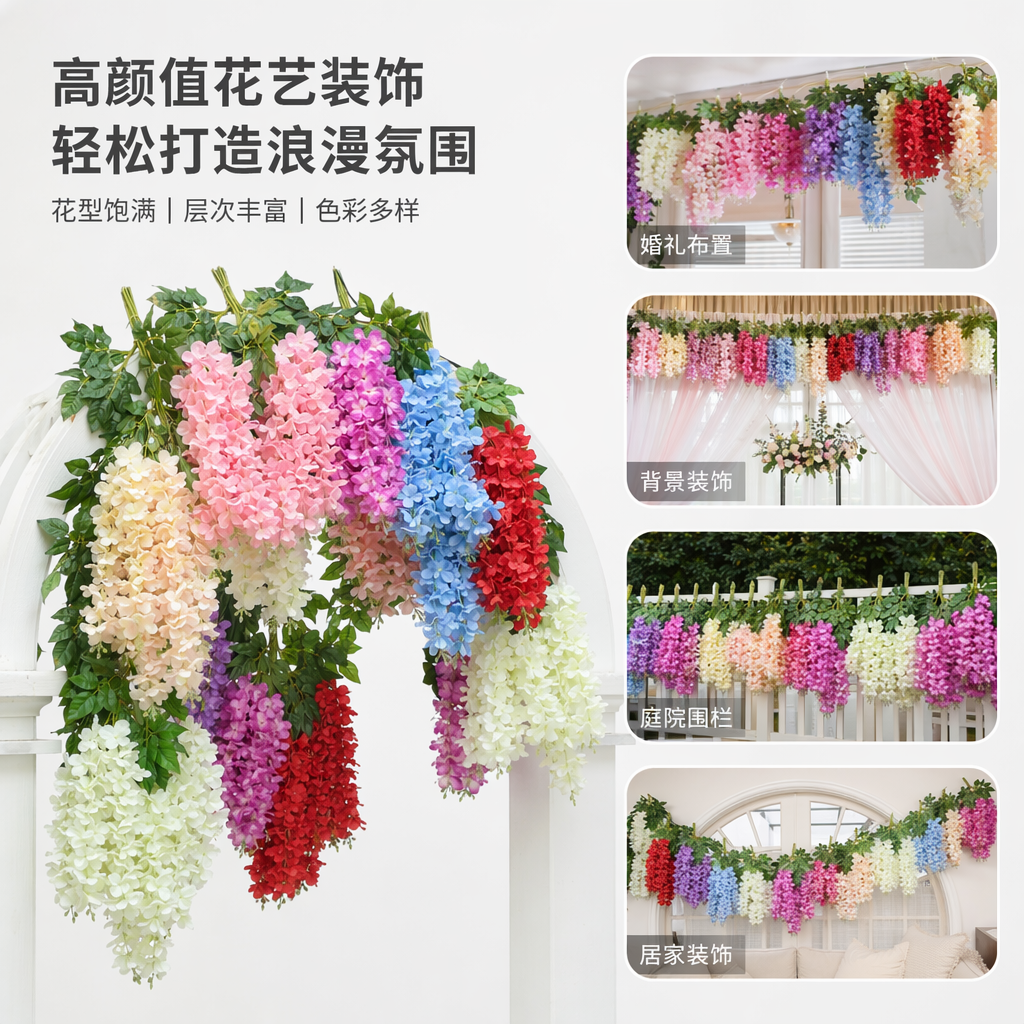 彩色仿真绣球花束 室内装饰摆件 婚礼家居插花装饰