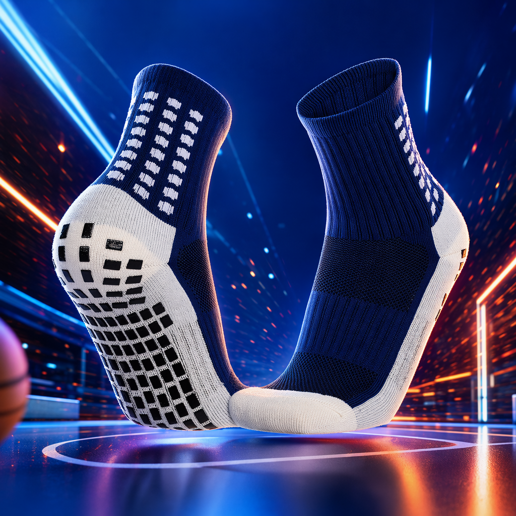 Deep blue sports socks, suitable for both men and women, breathable and sweat-absorbing cotton mid-calf socks Specification image