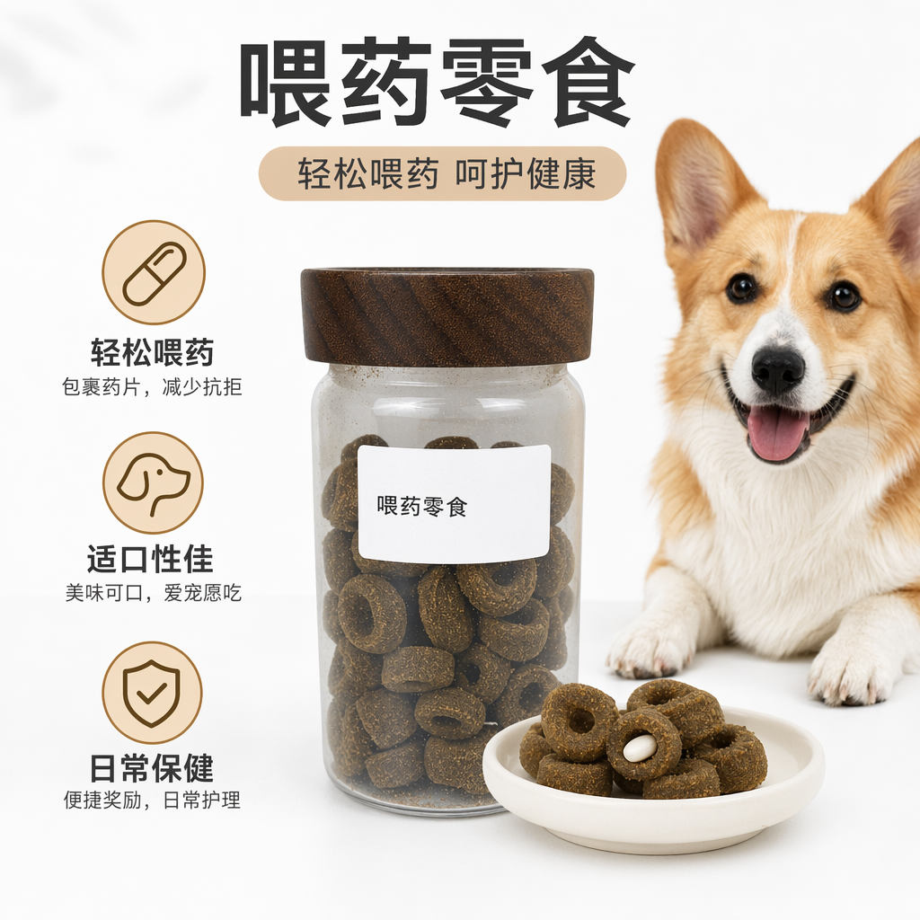 Transparent glass jar for feeding medicine and snacks, portable medicine box for pets, dual-purpose for both medicine and snacks