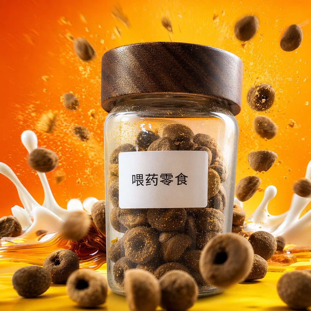 Transparent glass jar for feeding medicine and snacks, portable medicine box for pets, dual-purpose for both medicine and snacks Specification image