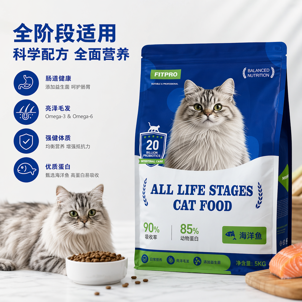 Cross-border full-price and full-life cat food, natural and grain-free, specially designed for adult cats with balanced nutrition