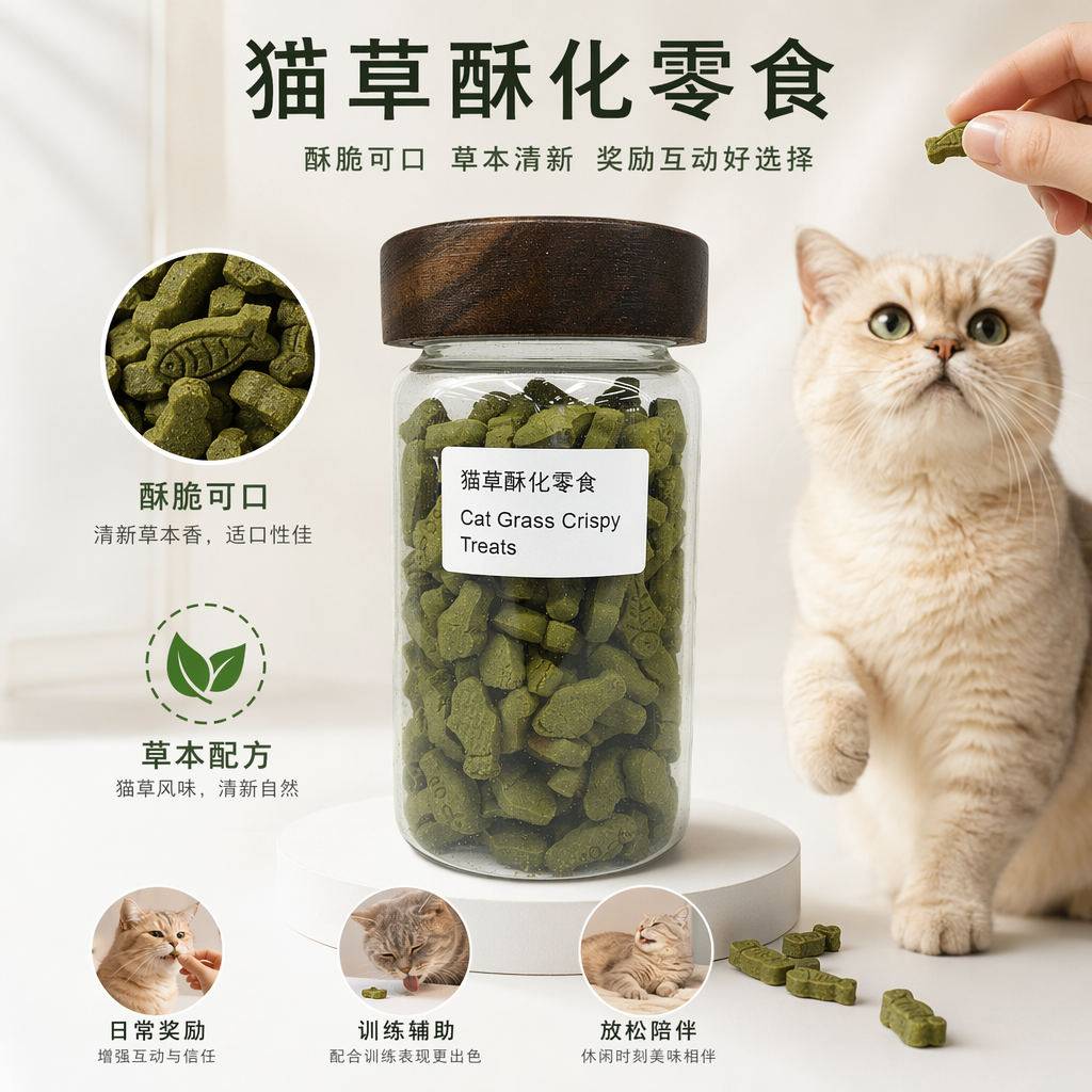 绿色猫草酥化零食罐装猫咪专用健康磨牙零食