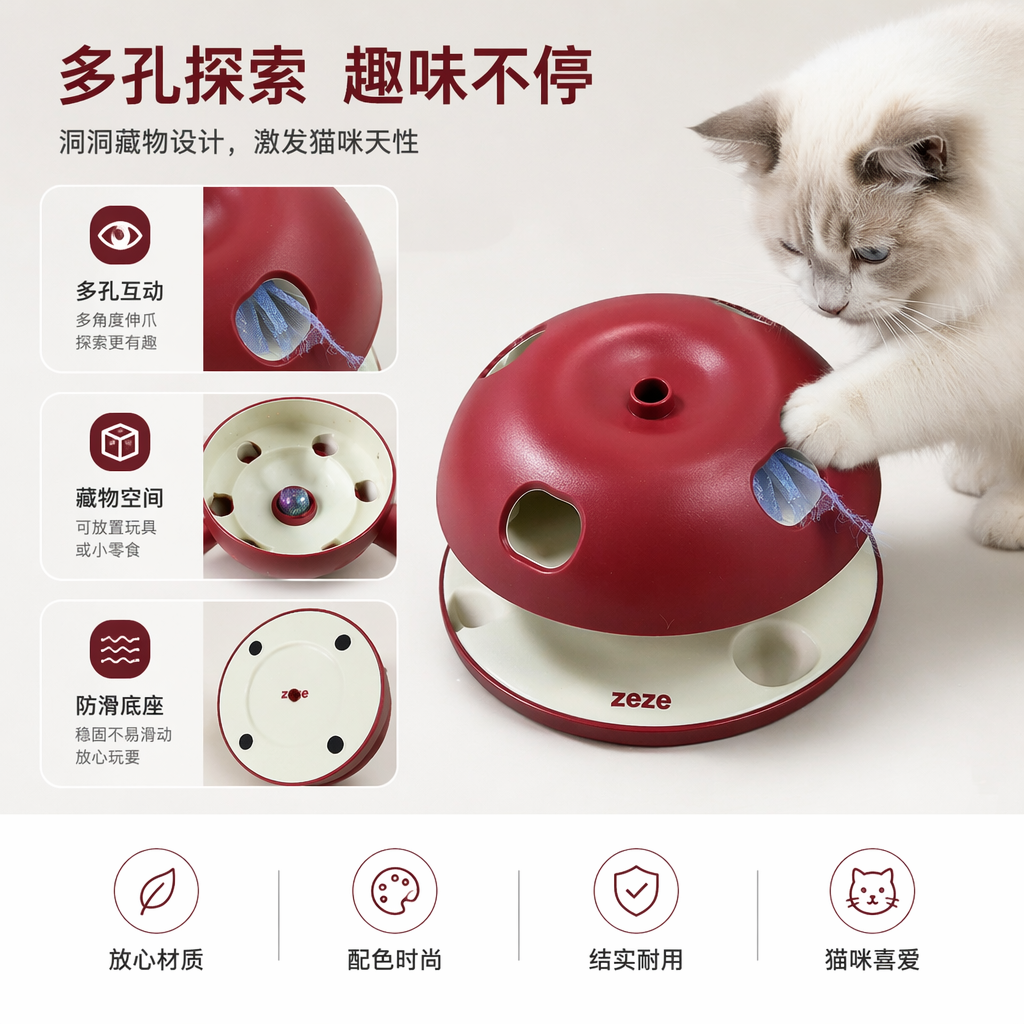 红色蘑菇造型宠物玩具 耐咬磨牙互动玩具