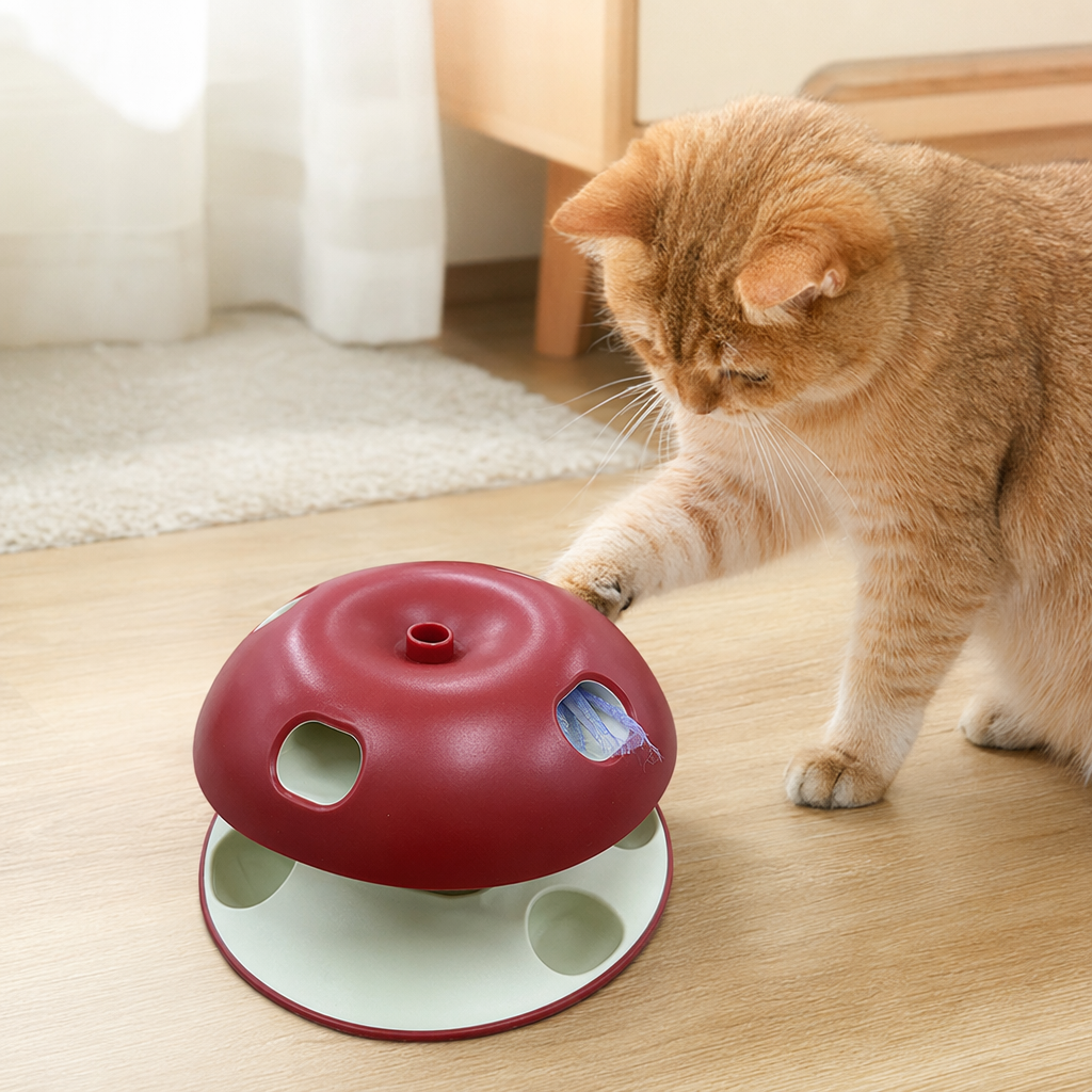 Red mushroom-shaped pet toy, chewable and teething interactive toy details Picture