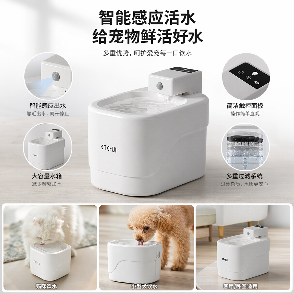 白色自动饮水机家用静音节能台式直饮机