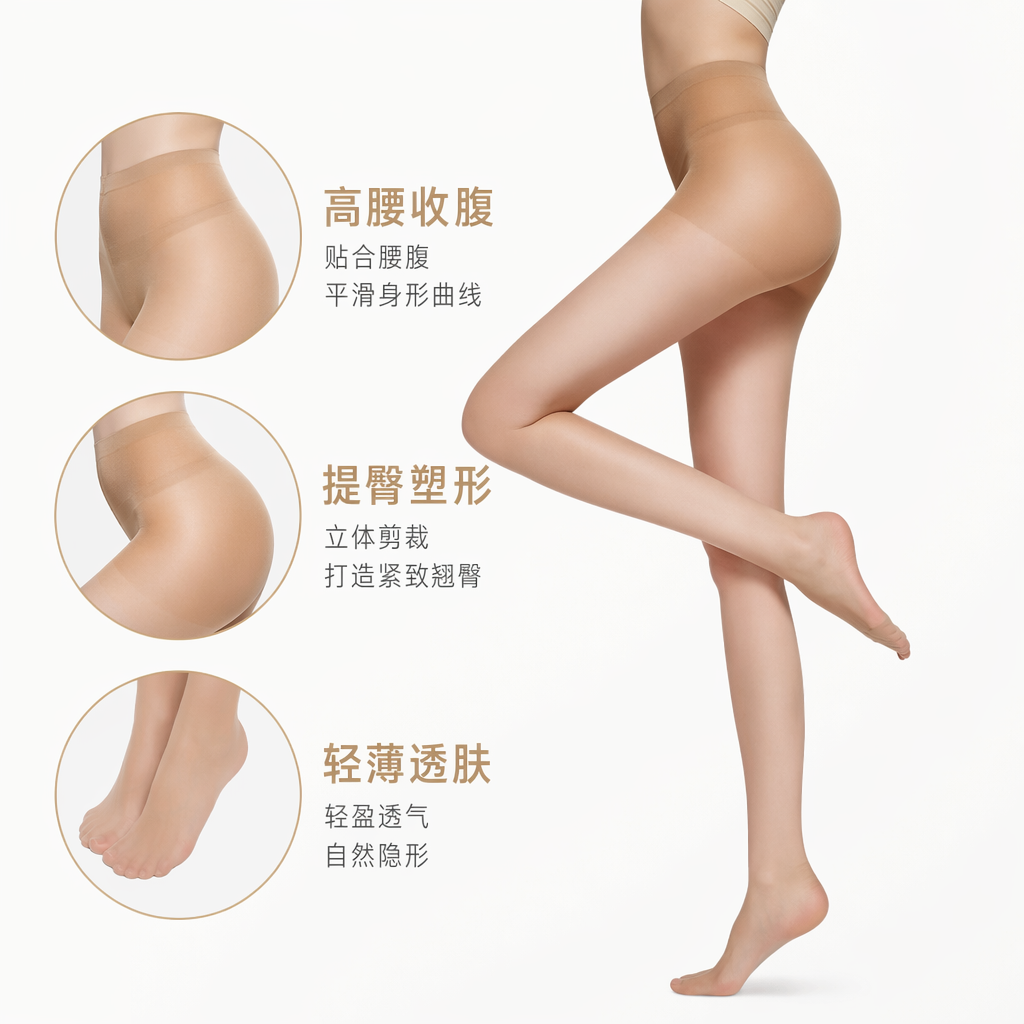 肤色丝袜女棉质透气腿部舒压弹力薄款连裤袜