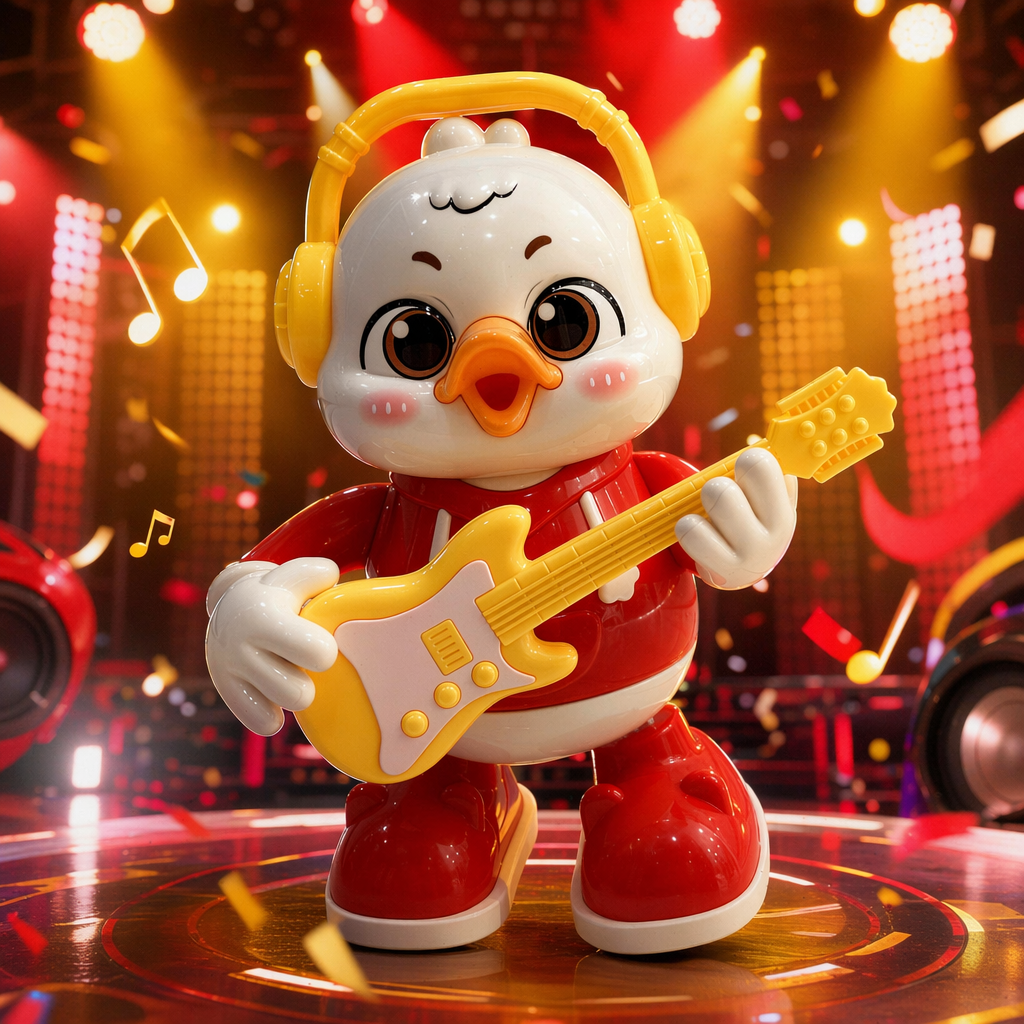 Yellow guitar duck toy children's educational musical instrument doll Specification image