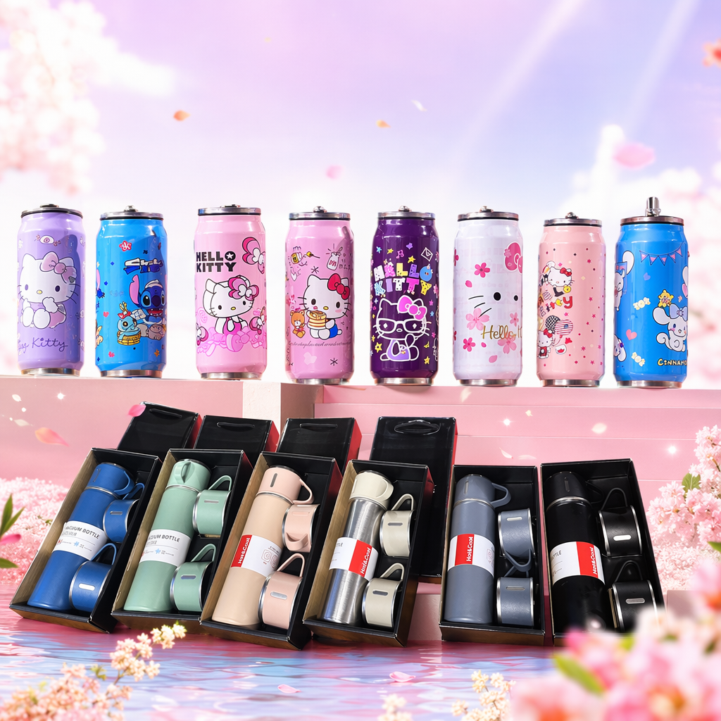Colorful cartoon multi-color insulated cup set, 304 stainless steel vacuum insulated portable water cup Specification image