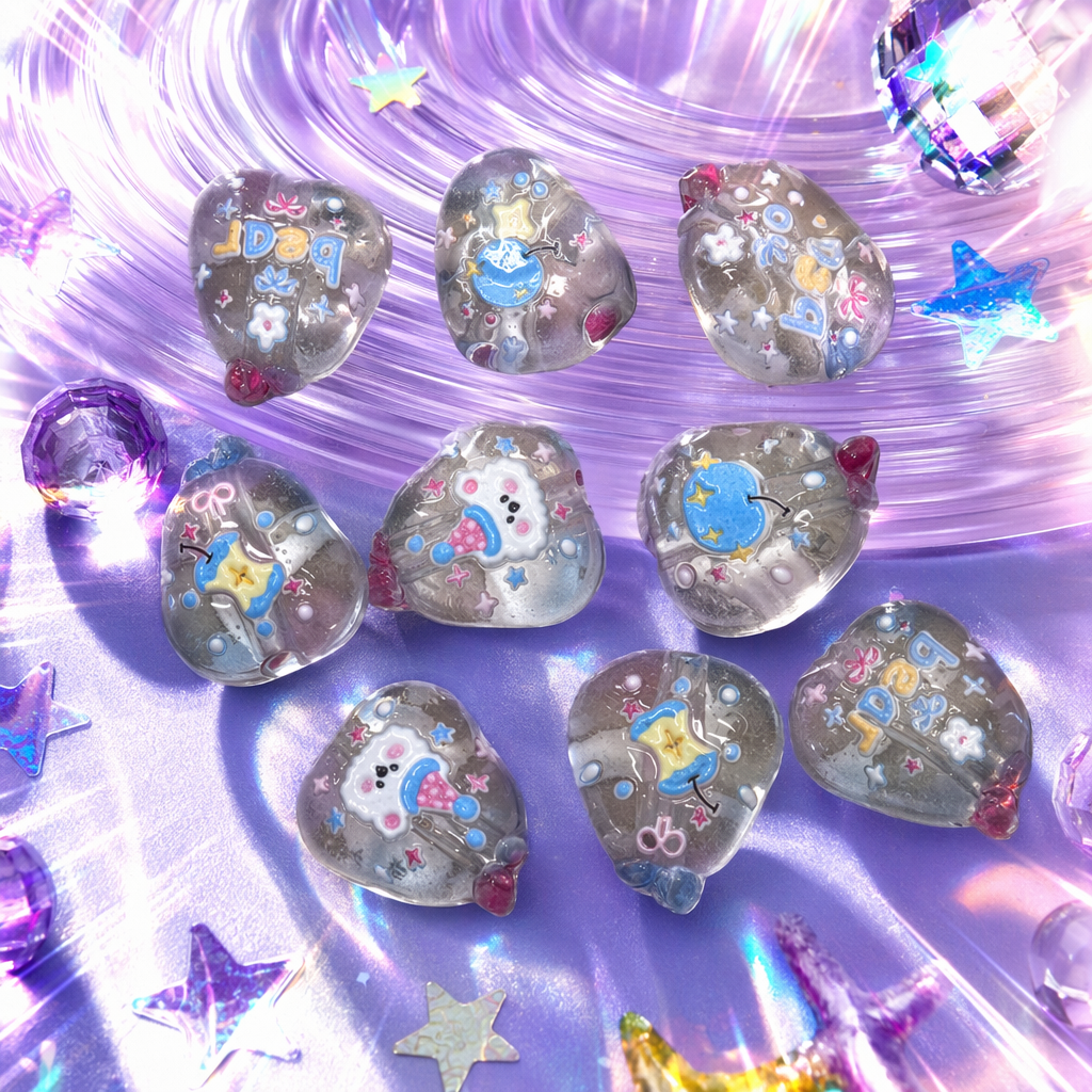 Transparent heart-shaped glass beads, DIY jewelry accessories, transparent crystal texture decorative beads Specification image