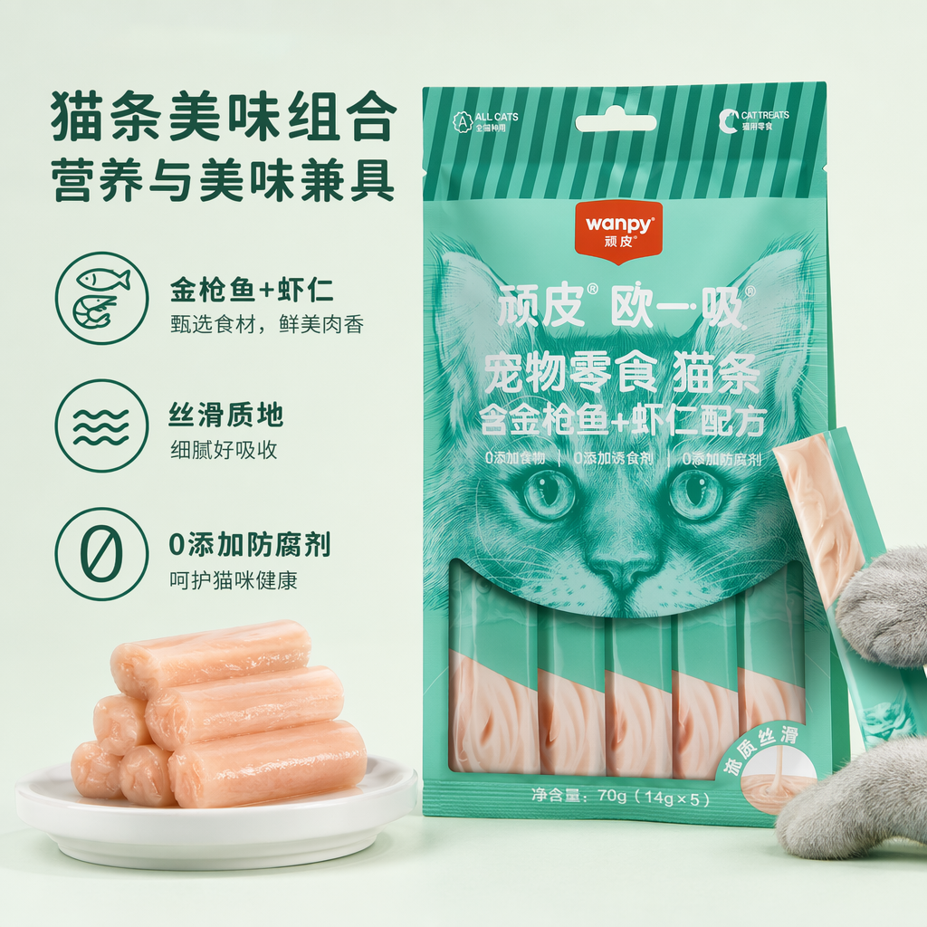 绿色包装袋猫条宠物零食猫咪专用可吸食软条