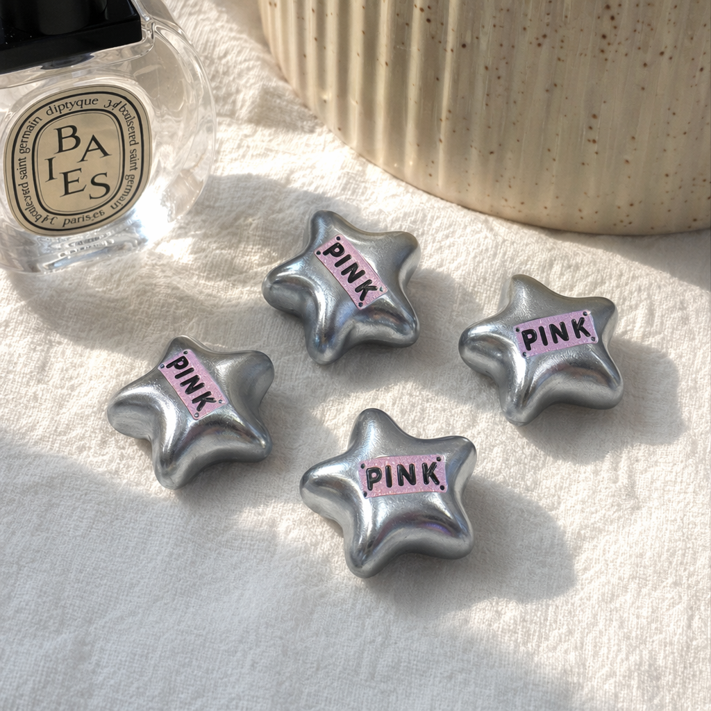 Silver star-shaped magnetic stickers strongly adhere to home and office decoration details Picture