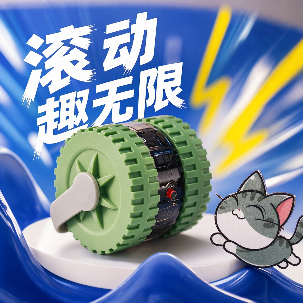 Green cat toy roller cartoon cat pet interactive toy Specification image