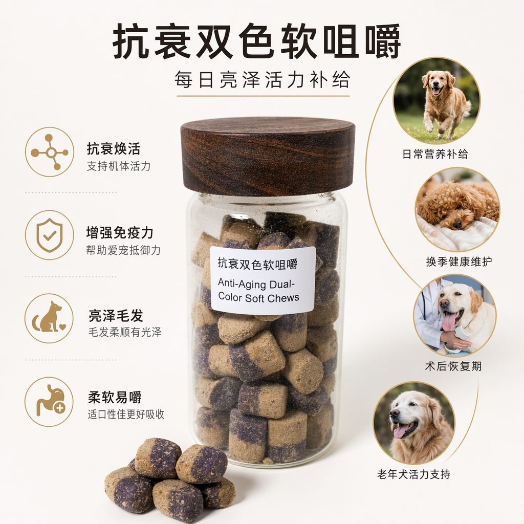 Transparent glass canned two-color soft chewable tablets