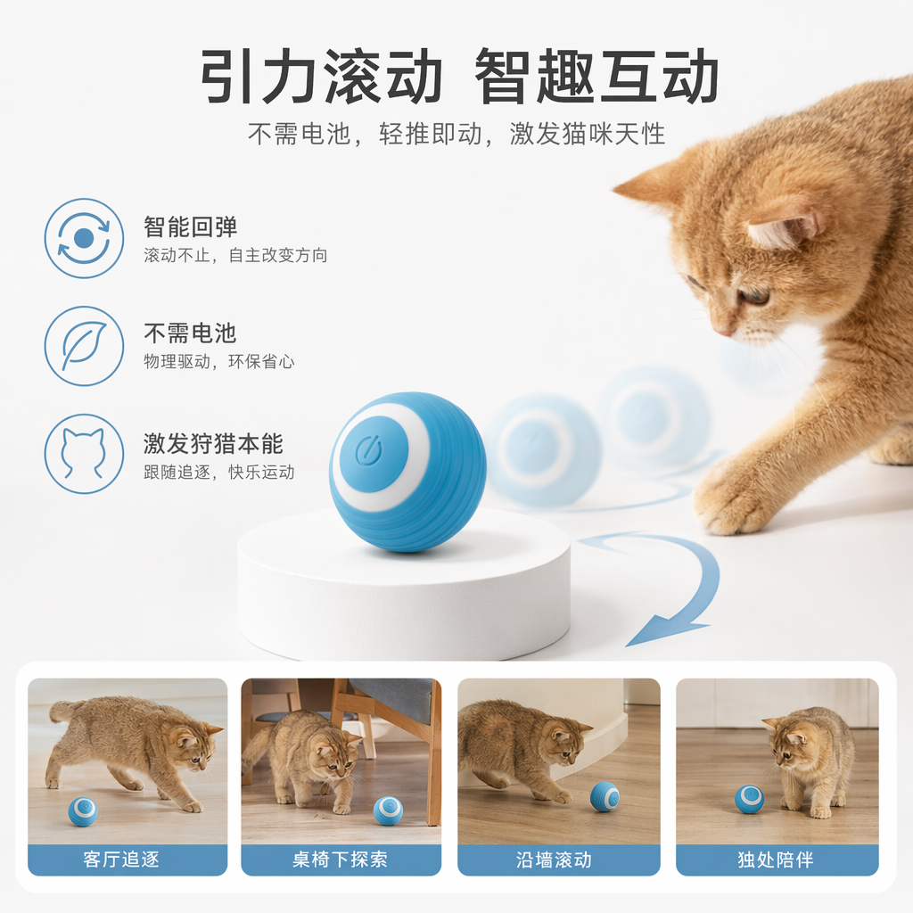 The thickened version of the Rolling Ball pet toy for cats is also suitable for dogs