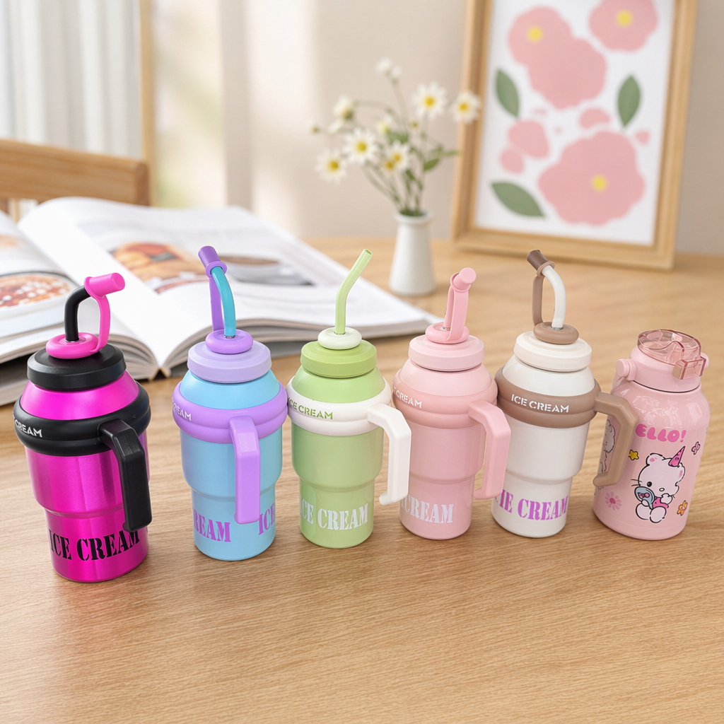 Colorful insulated cup, stainless steel vacuum insulated portable water cup, fashionable and simple design details Picture