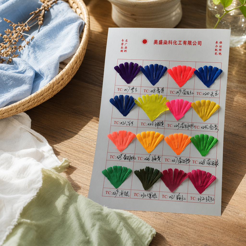 Meisheng Dye Chemical Color Dye Color Card sample, fan-shaped fabric color sample, TC number, Chinese color name details Picture