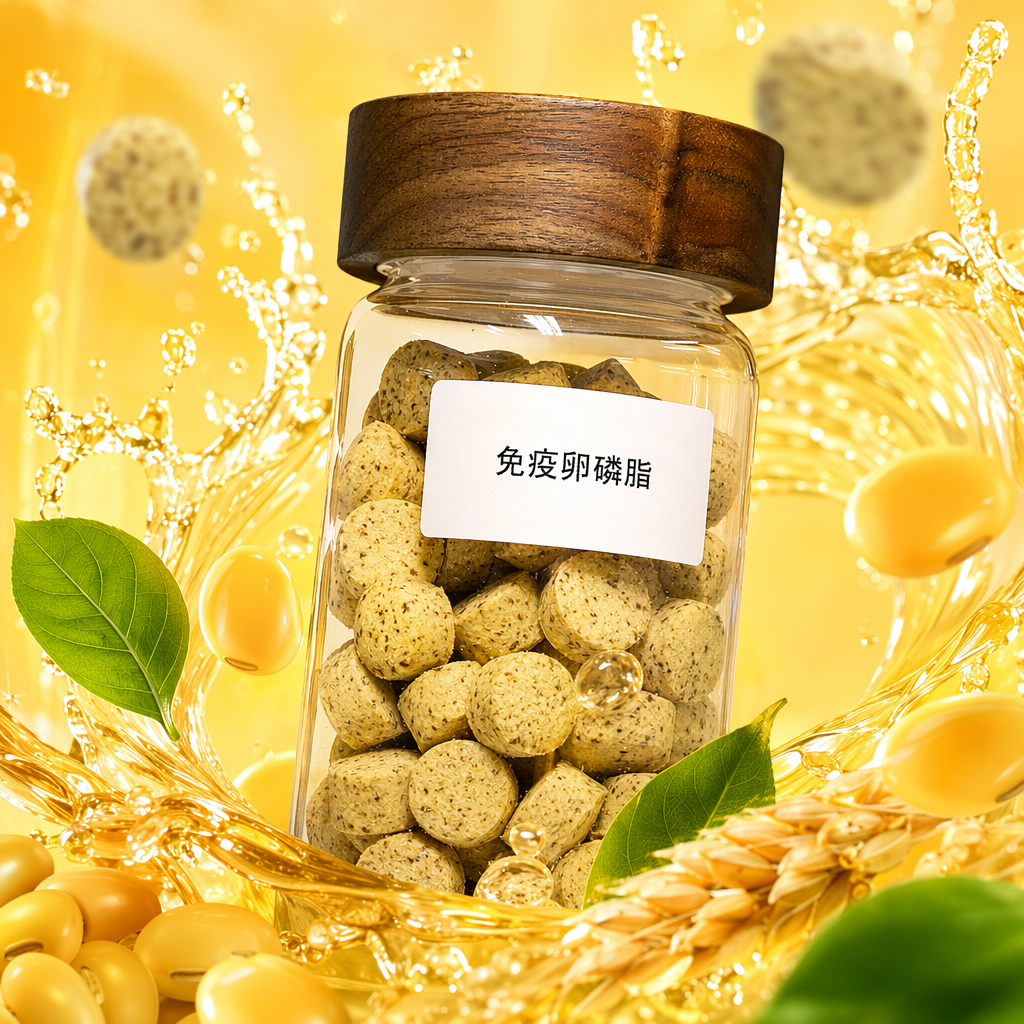 Immune lecithin, transparent glass jar, wooden lid, small yellow granular squares Specification image