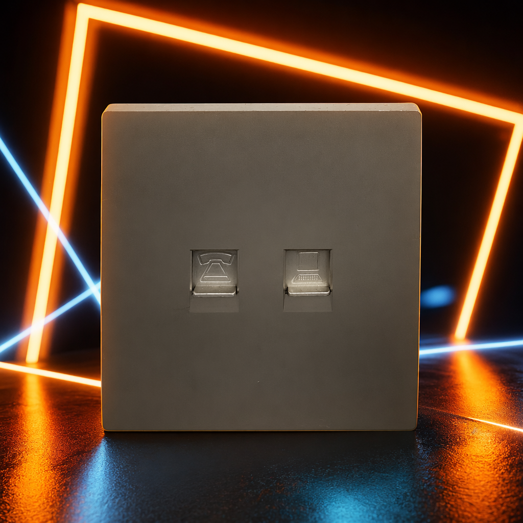 T2 Golden dual-port network phone socket, wall socket Specification image