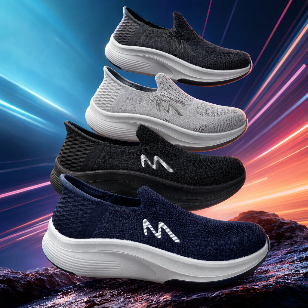Grey, black, dark blue, light grey knitted upper sports shoes Specification image