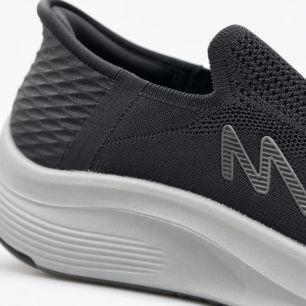 Grey, black, dark blue, light grey knitted upper sports shoes Application Scenario
