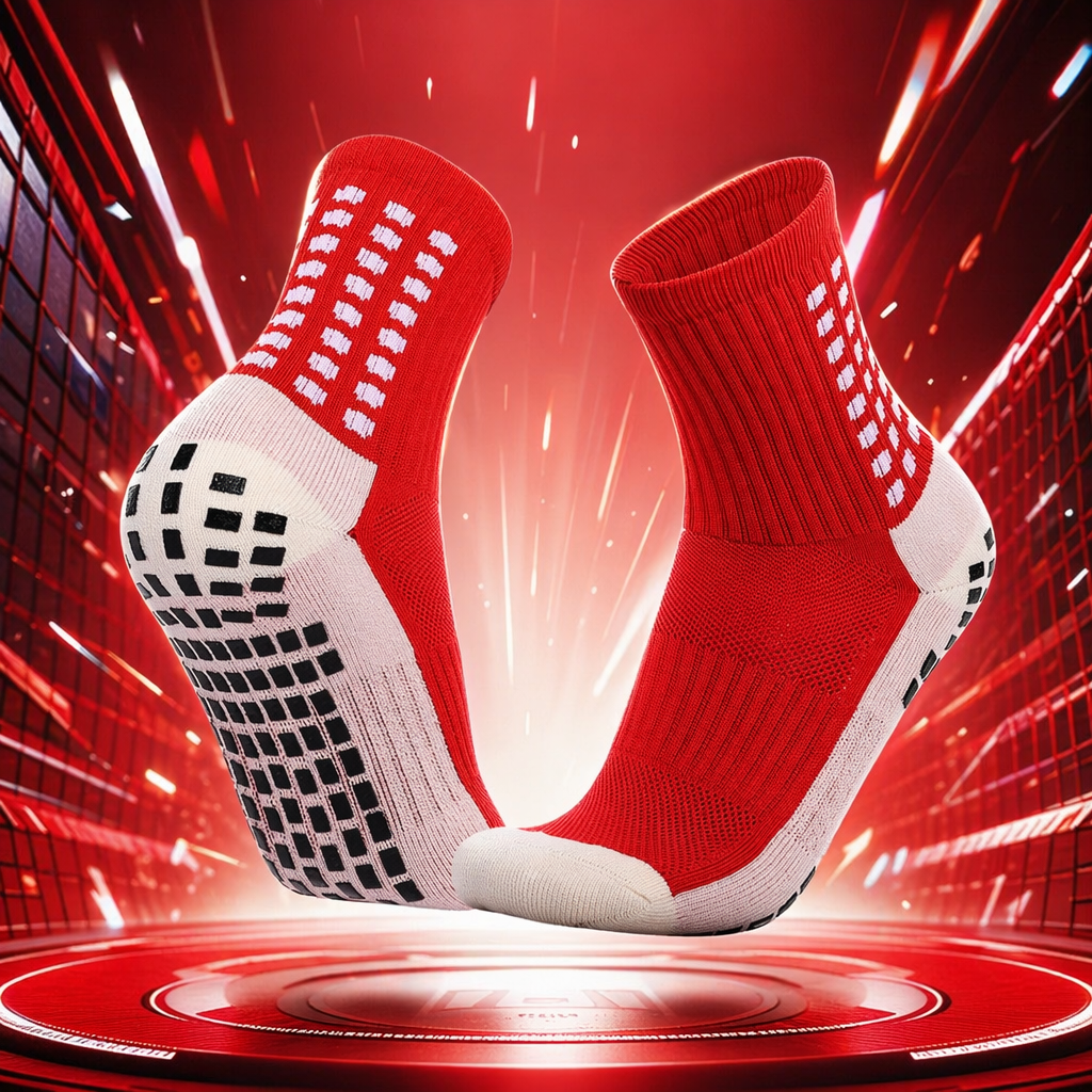 Red anti-slip sports socks are breathable, sweat-absorbent, elastic and fit well for both men and women Specification image