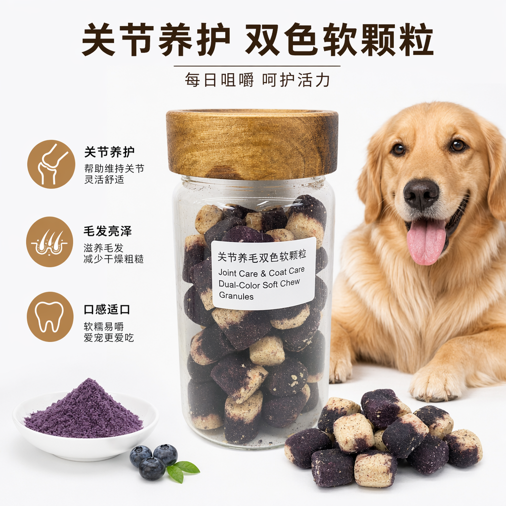 Transparent glass jar with wooden lid, joint hair care two-color soft granules