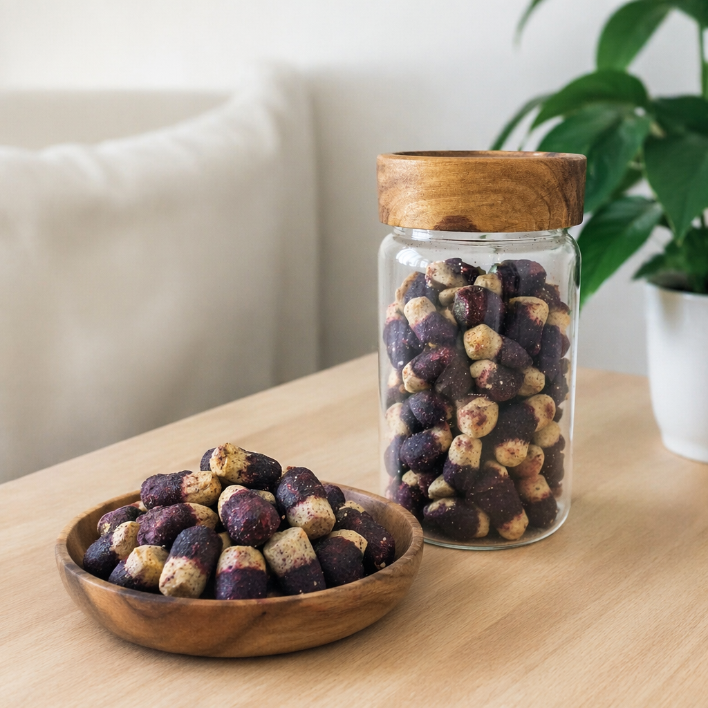 Transparent glass jar with wooden lid, joint hair care two-color soft granules details Picture