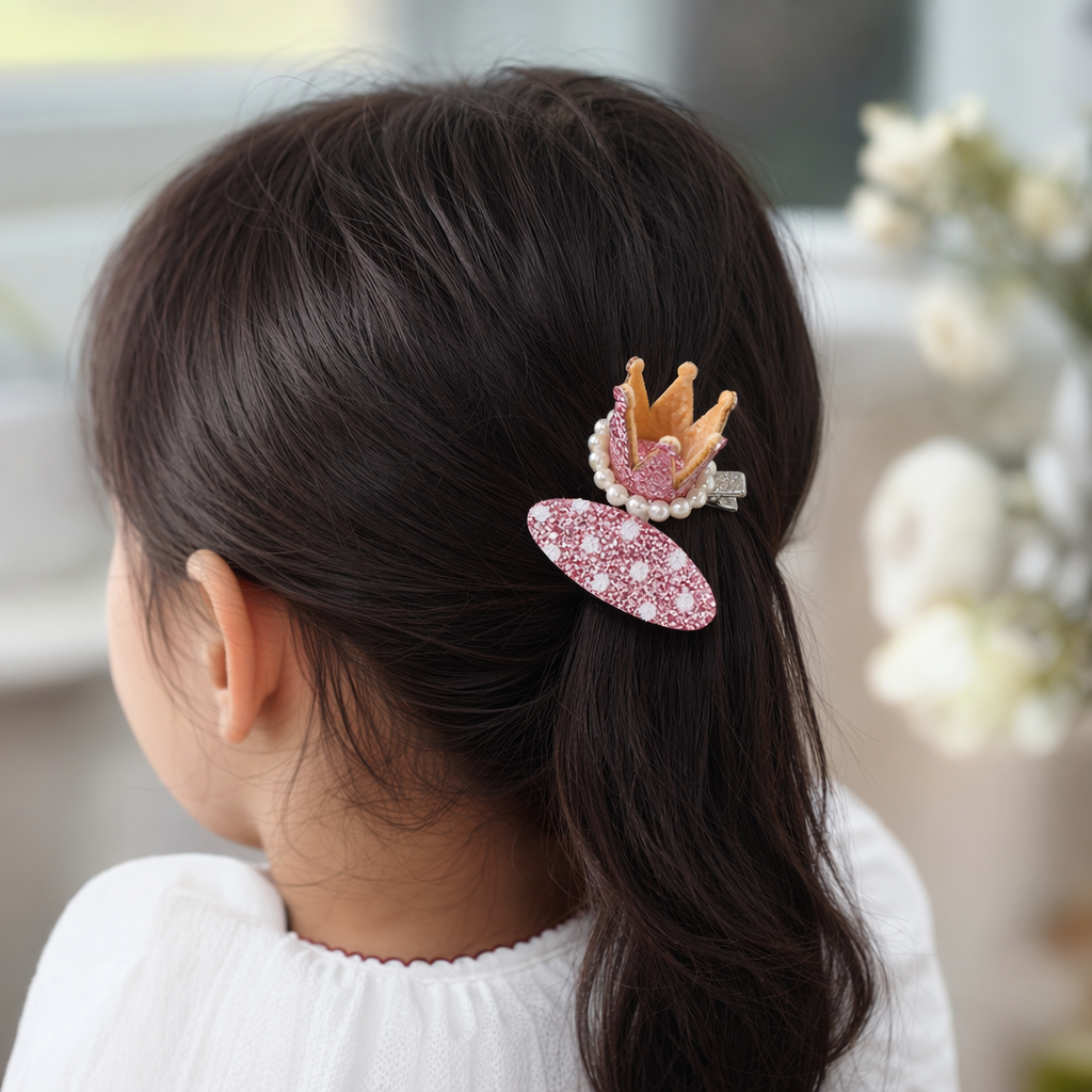 Pink sequined crown hairpin wavy sequined hairpin sweet girl headwear details Picture