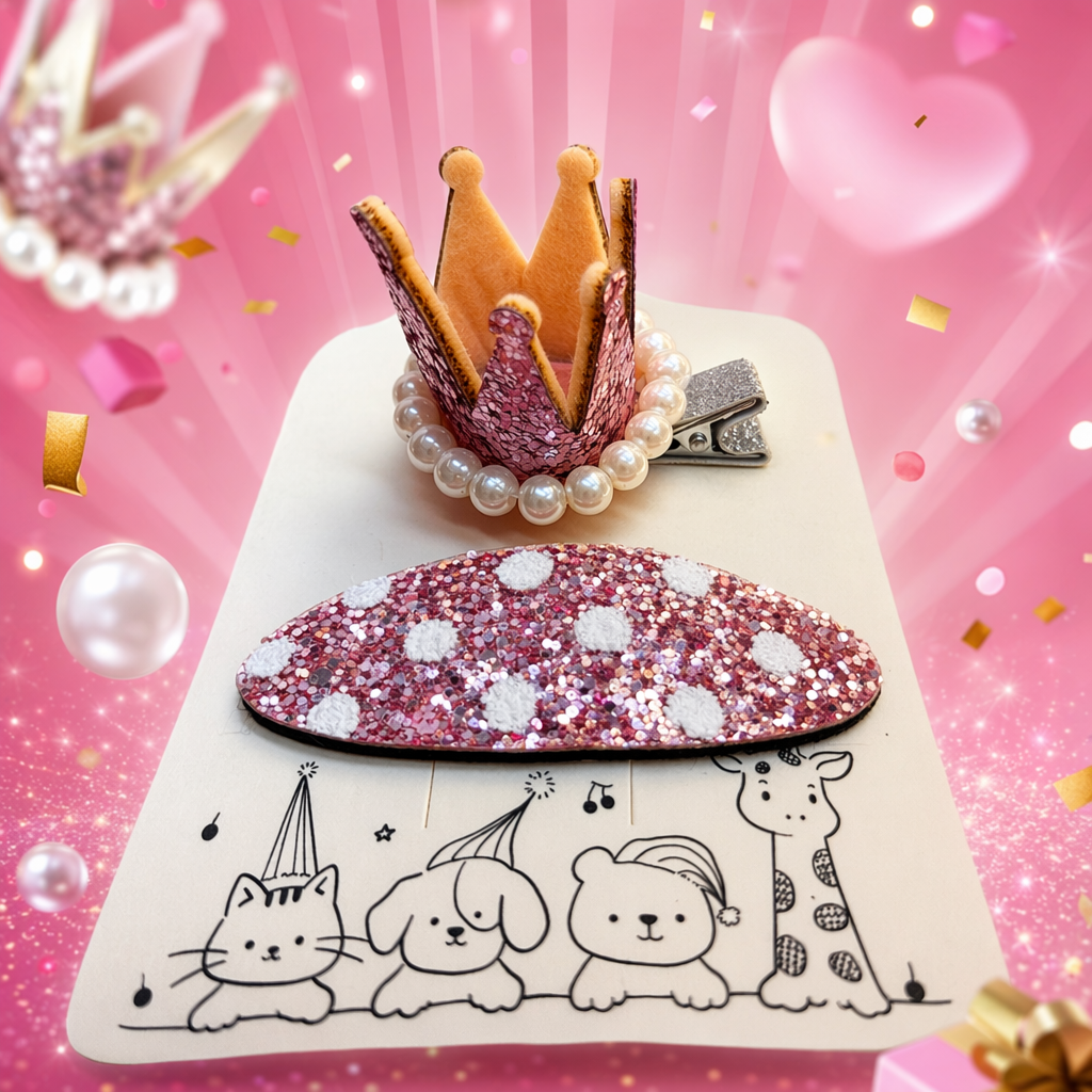 Pink sequined crown hairpin wavy sequined hairpin sweet girl headwear Specification image