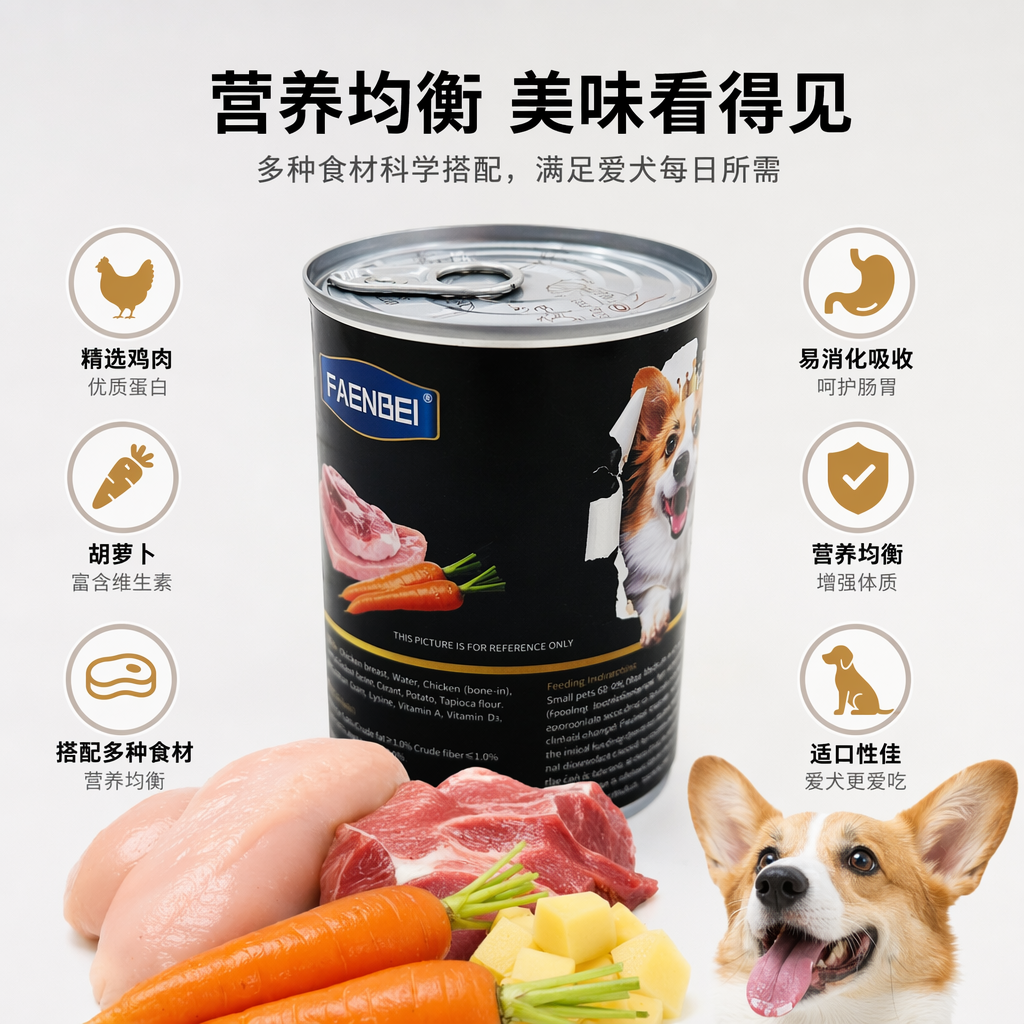 FAENBEI黑罐鸡肉胡萝卜罐头食品 图案款 标签微损可见内图