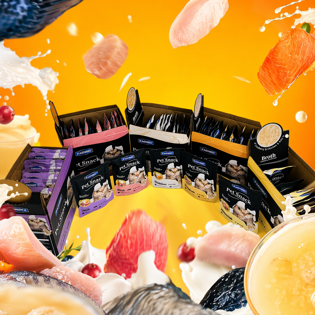 Colorful cat snack packaging box with individual small packages Specification image