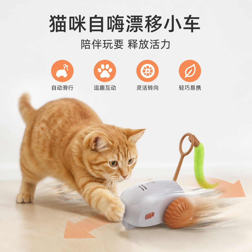 Cat Self-entertainment drifting car, pet toy, interactive toy for cats, also suitable for dogs