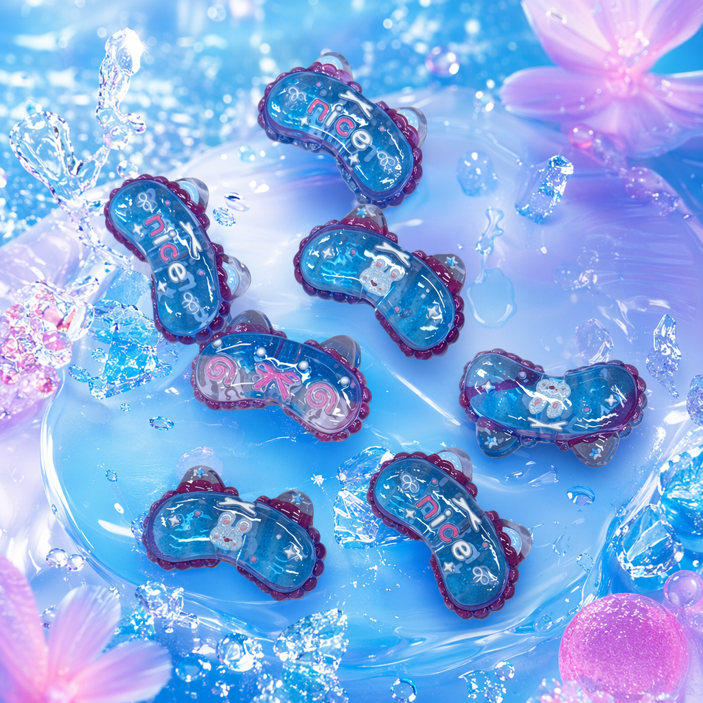 The small blue transparent cartoon clip with a purple border has a cute and practical design Specification image